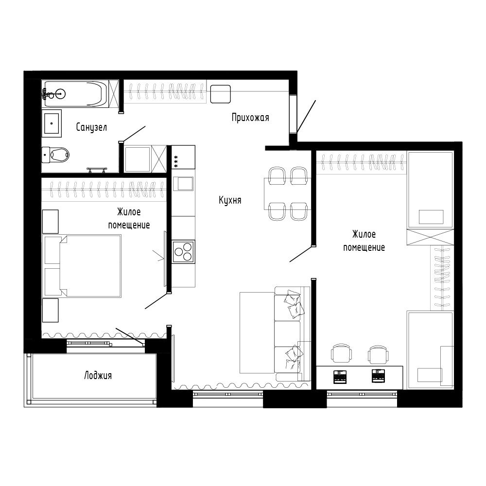 1-комнатная, 70.8 м², № 3 в Поселок-парк Весна-4