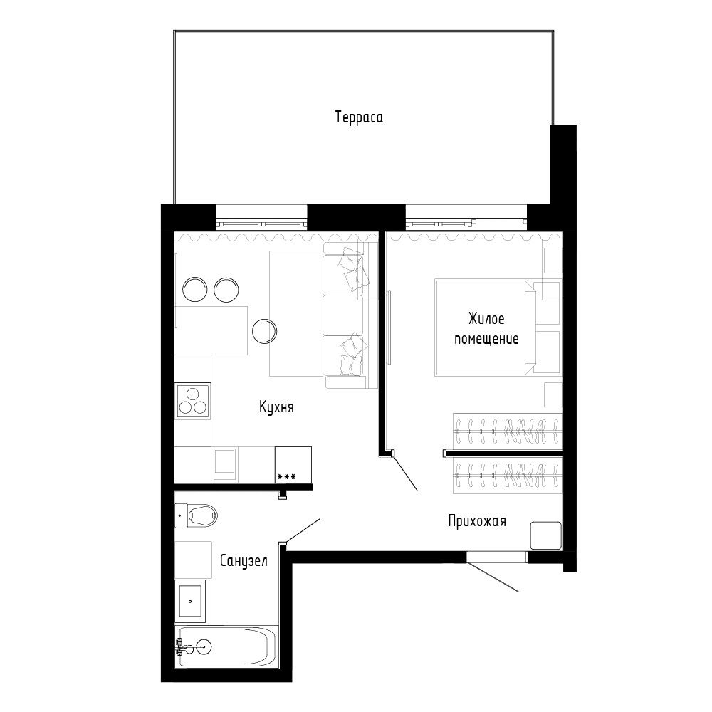 1-комнатная, 36.6 м², № 20 в Поселок-парк Весна-4