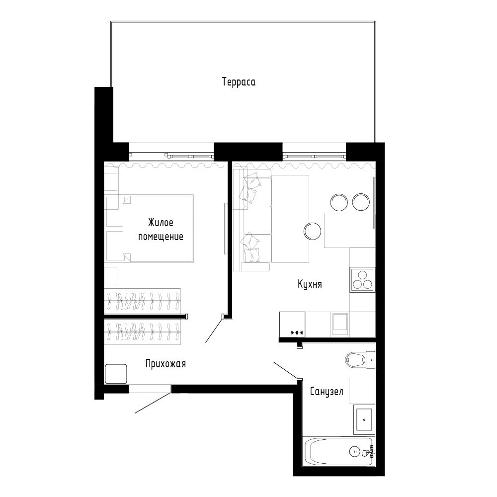 1-комнатная, 36.9 м², № 17 в Поселок-парк Весна-4