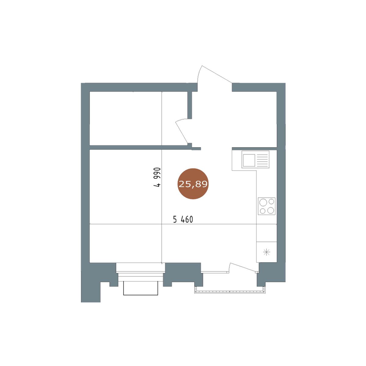 Студия, 26 м², № 2.93 в 19|56 Кварталы Телецентра
