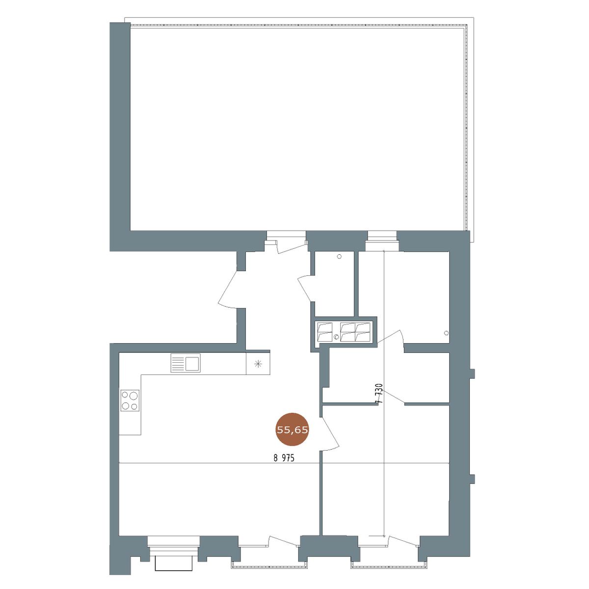 3-комнатная, 68.9 м², № 2.108 в 19|56 Кварталы Телецентра