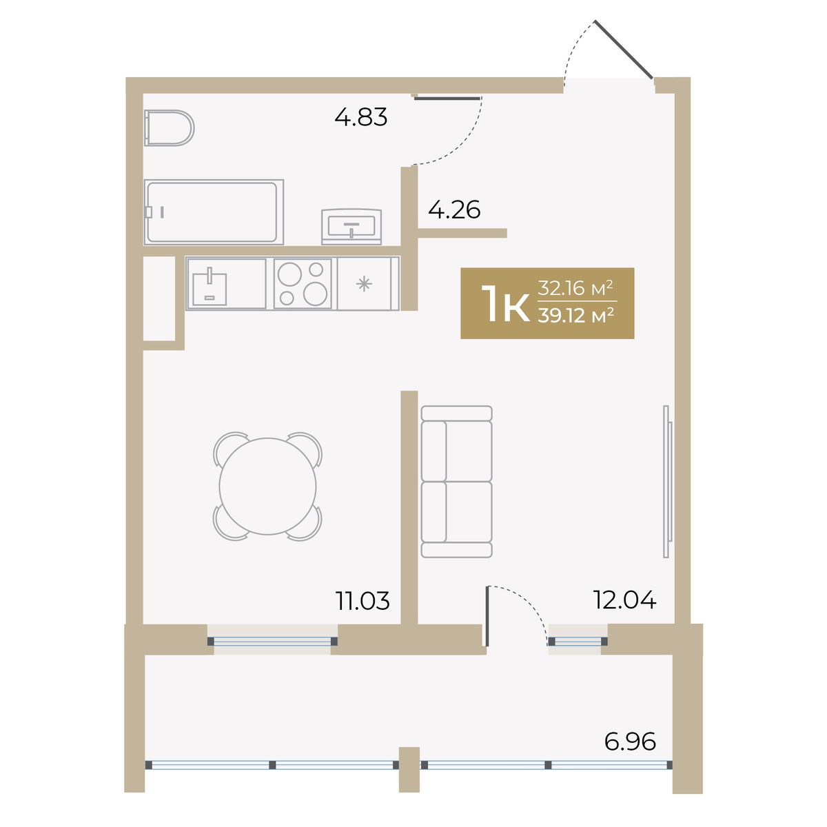 Планировка 1-комн.