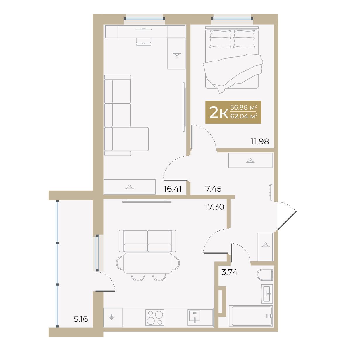 Планировка 2-комн.