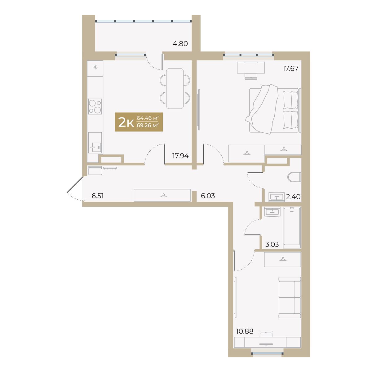 Планировка 2-комн.