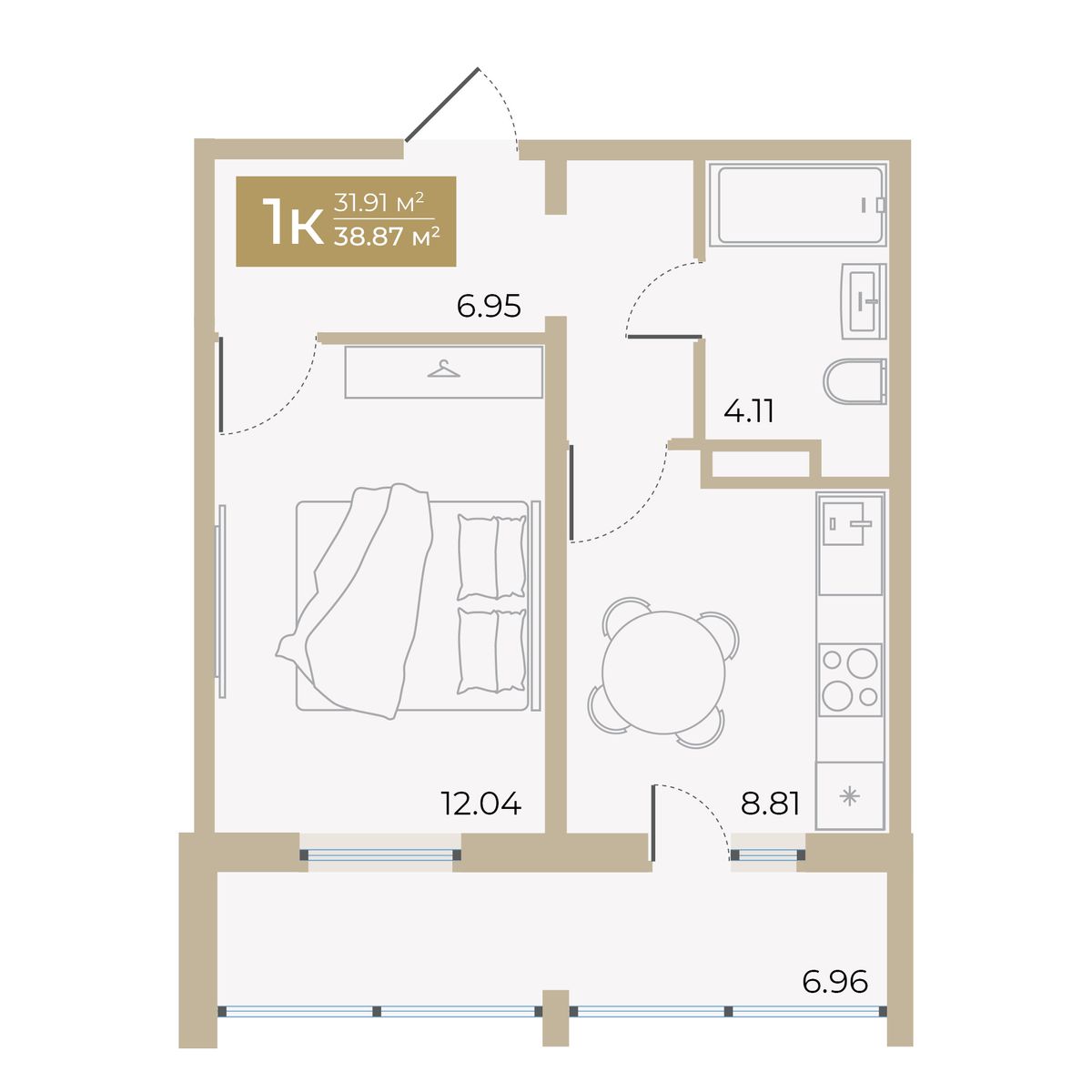 Планировка 1-комн.