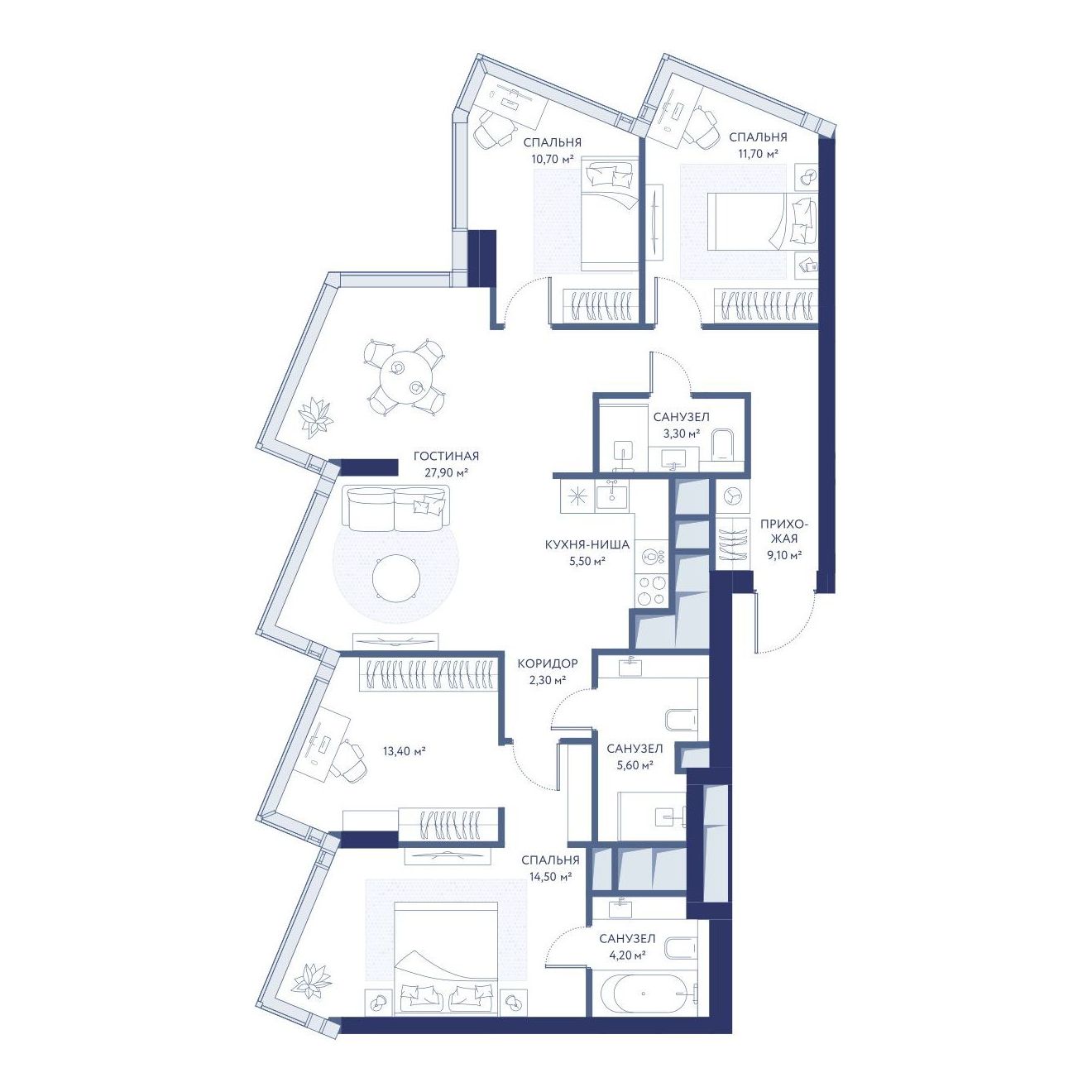3-комнатная квартира, 108.2 кв.м, ЖК «ХАЙДАУТ»