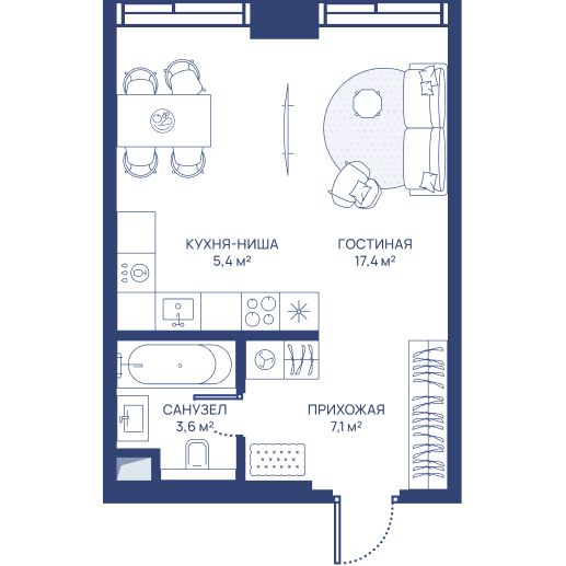 33.5 кв.м, ЖК «СВЕТ»