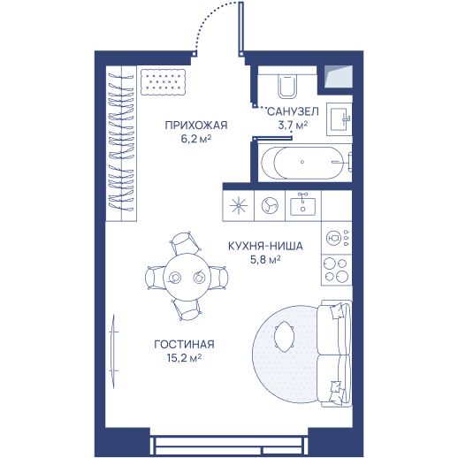 30.9 кв.м, ЖК «СВЕТ» 30.9 кв.м, ЖК «СВЕТ»