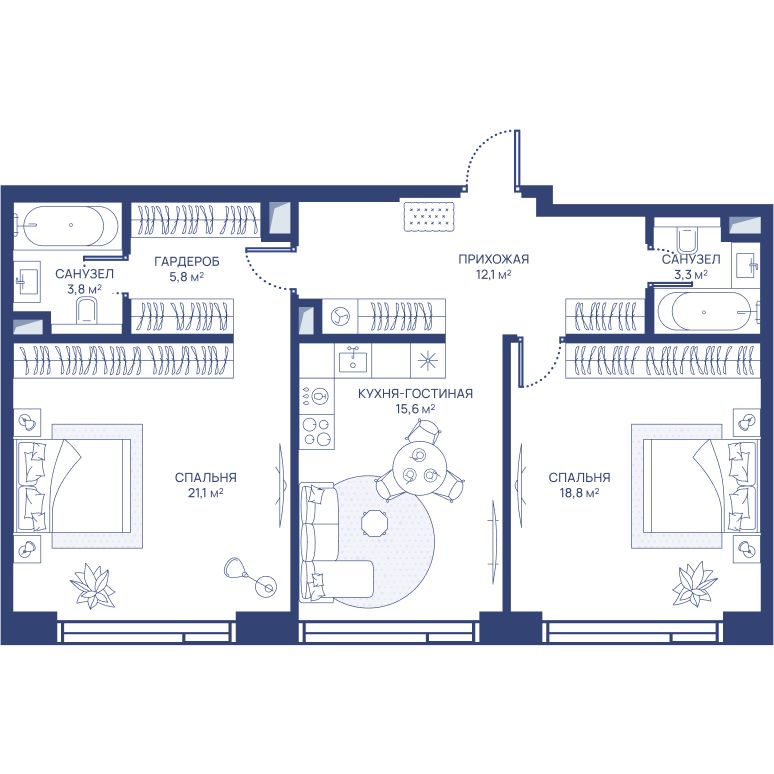 2-комнатная квартира, 80.5 кв.м, ЖК «СВЕТ»