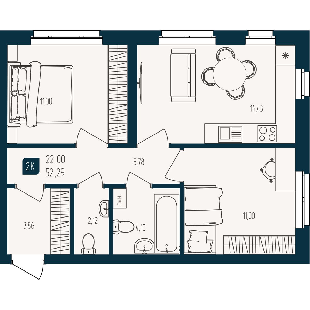 Планировка 2-комн.