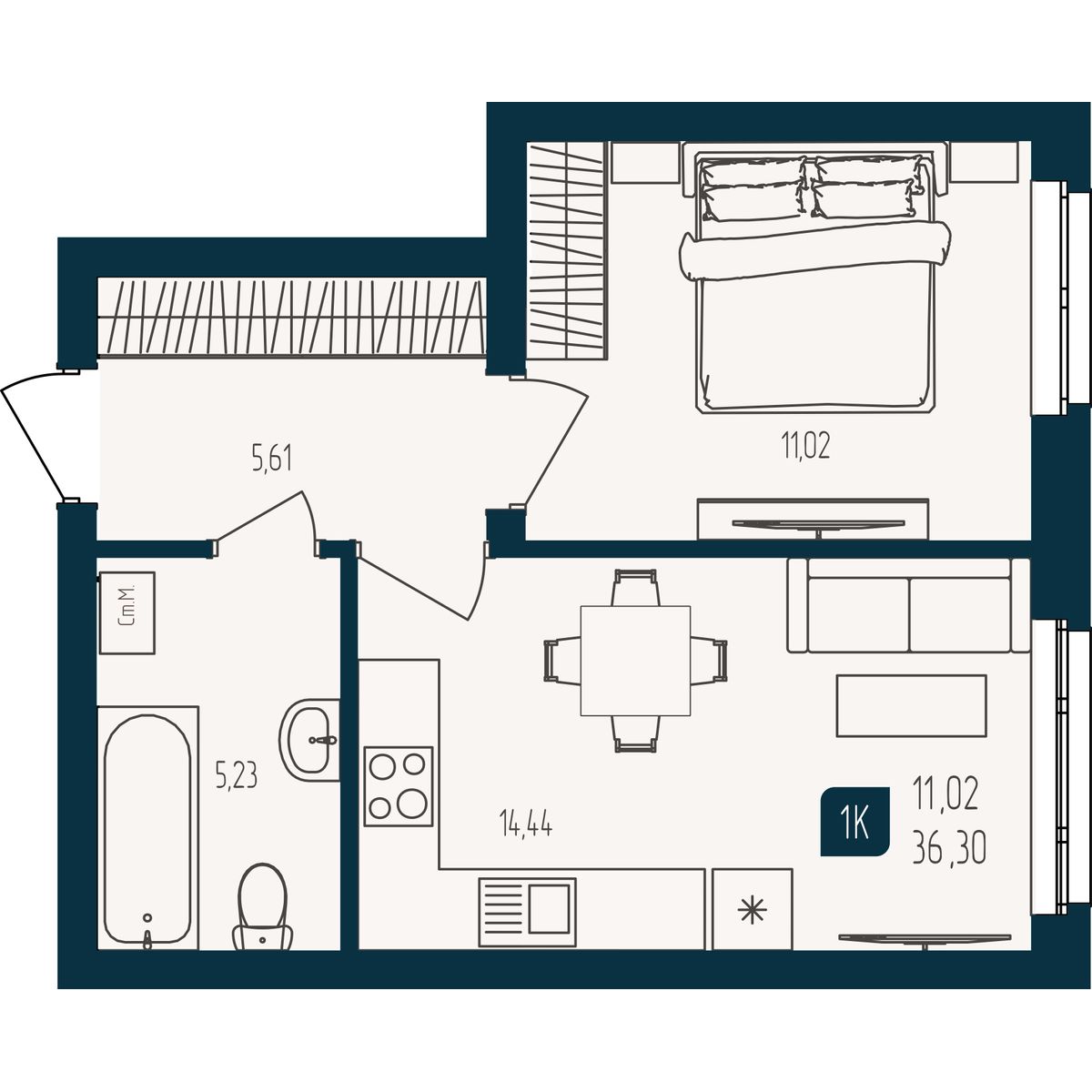 Планировка 1-комн.