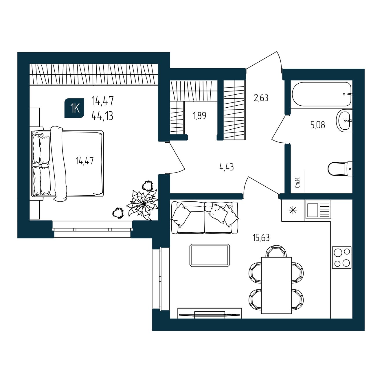 Планировка 1-комн.