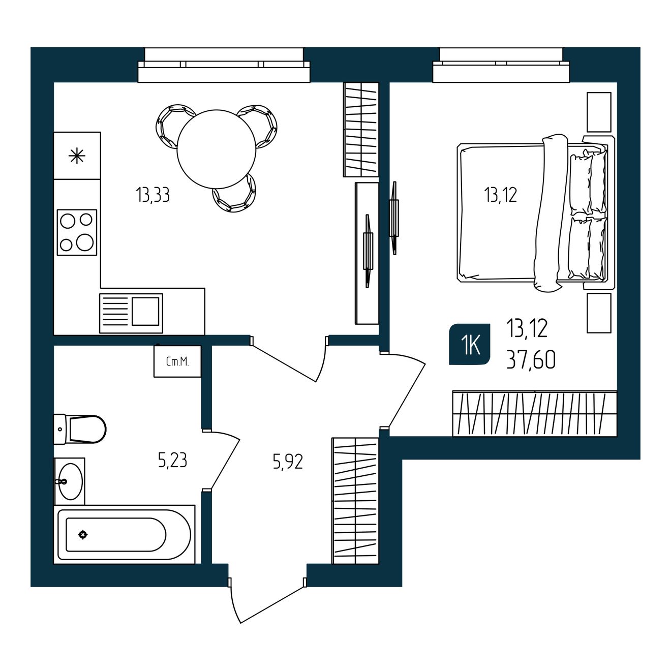 Планировка 1-комн.