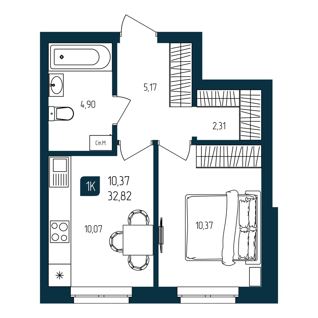 Планировка 1-комн.