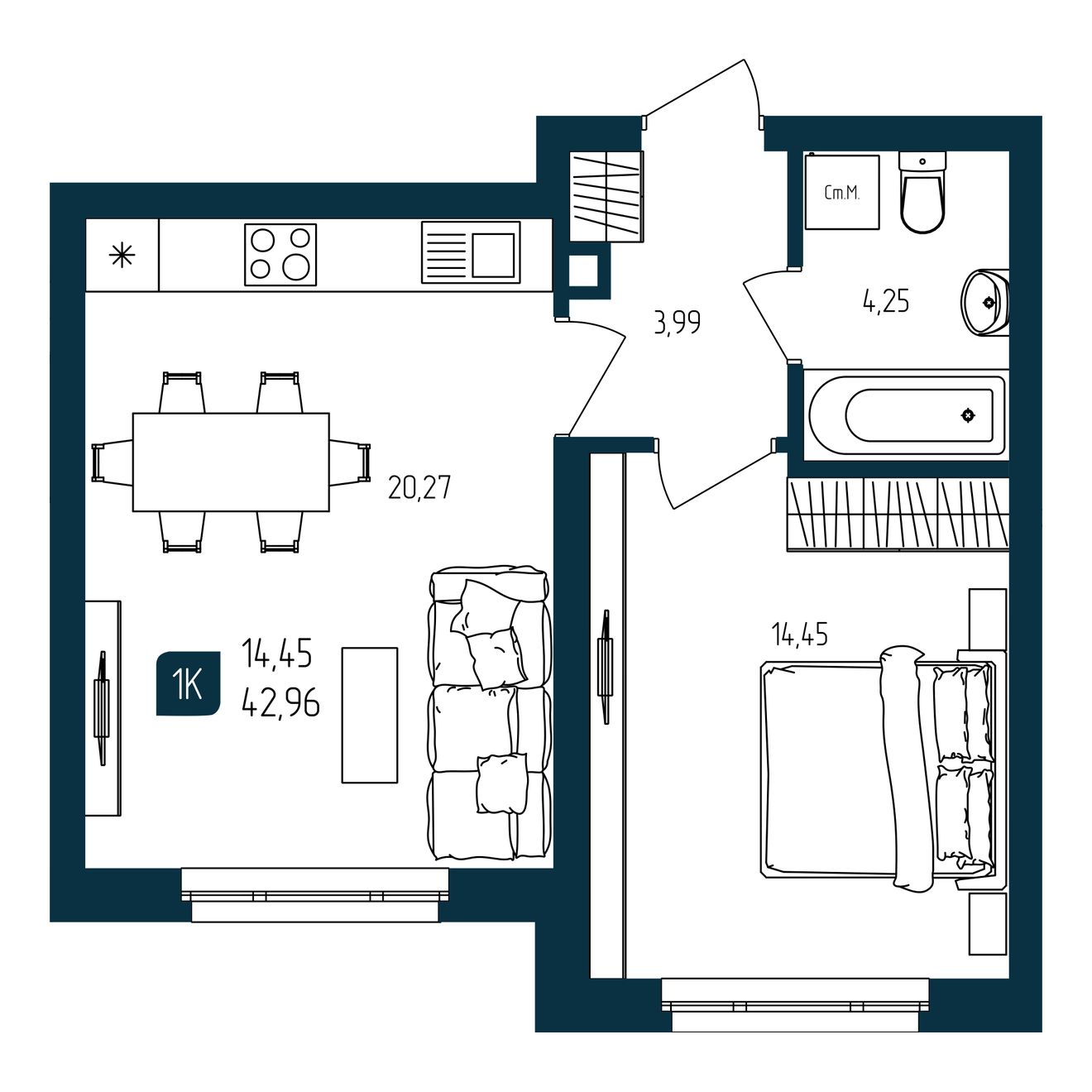 Планировка 1-комн.