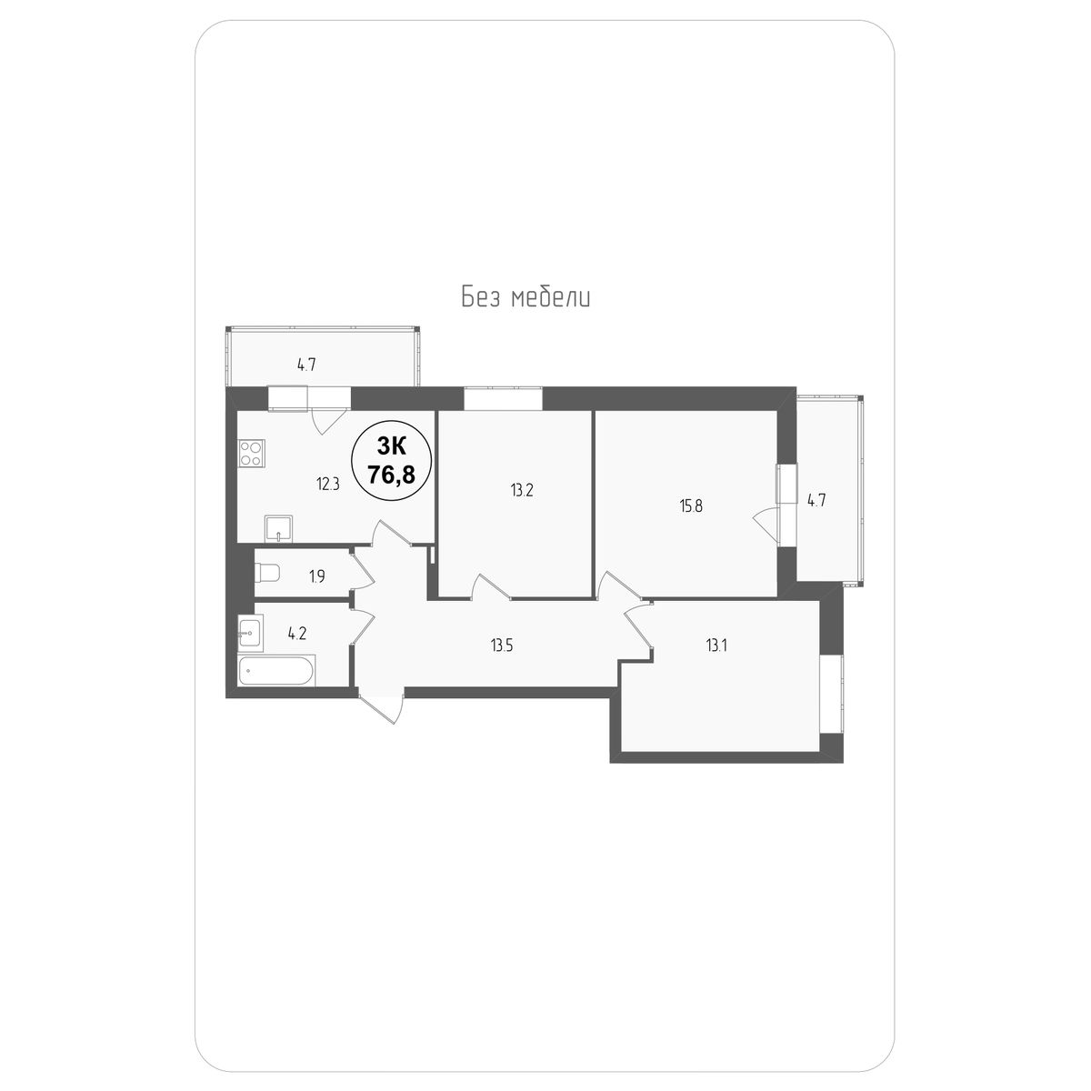 3-комнатная квартира, 76.8 кв.м, ЖК «Тетрис» 3-комнатная квартира, 76.8 кв.м, ЖК «Тетрис»