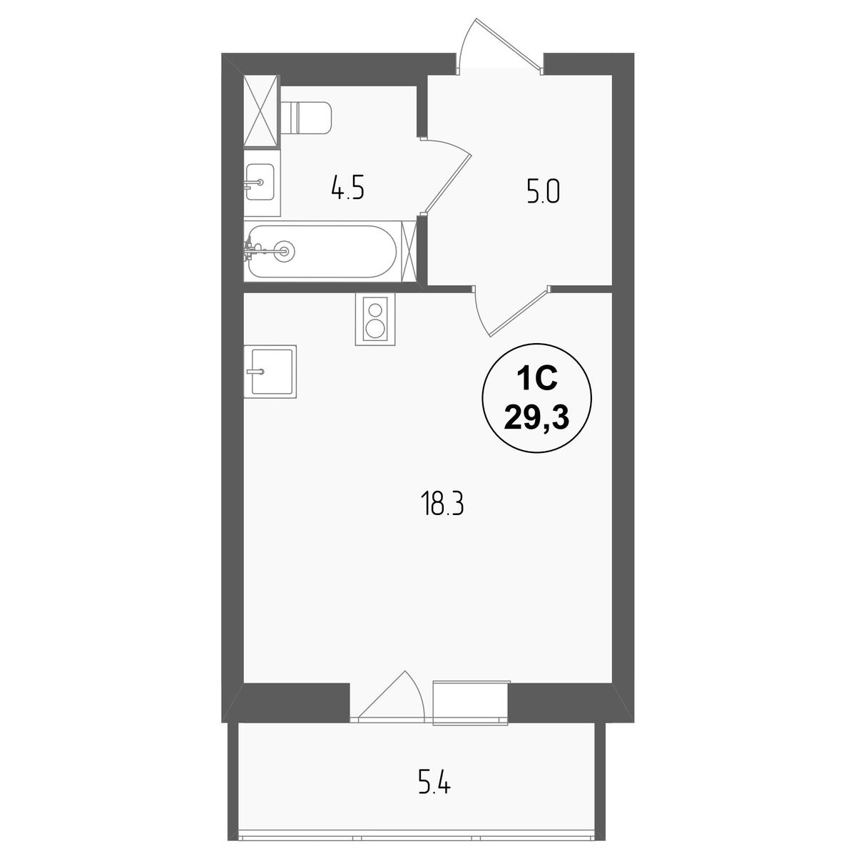 29.3 кв.м, ЖК «Тетрис» 29.3 кв.м, ЖК «Тетрис»
