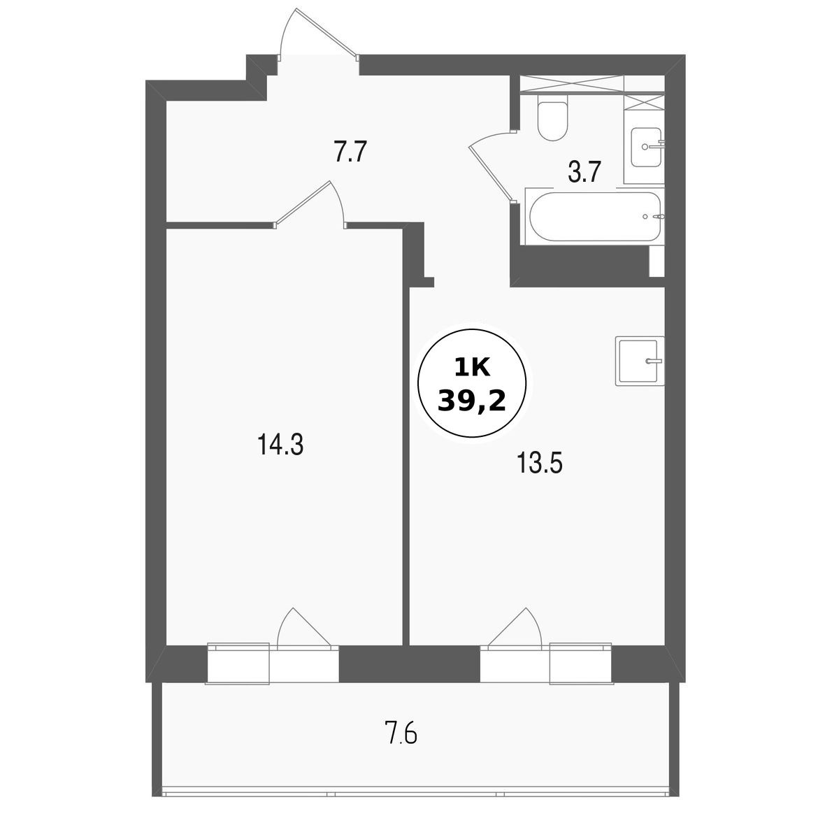 1-комнатная квартира, 41.4 кв.м, ЖК «Тетрис» 1-комнатная квартира, 41.4 кв.м, ЖК «Тетрис»