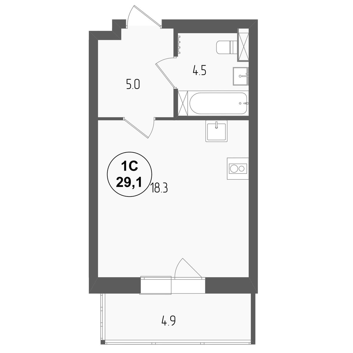 29.1 кв.м, ЖК «Тетрис» 29.1 кв.м, ЖК «Тетрис»