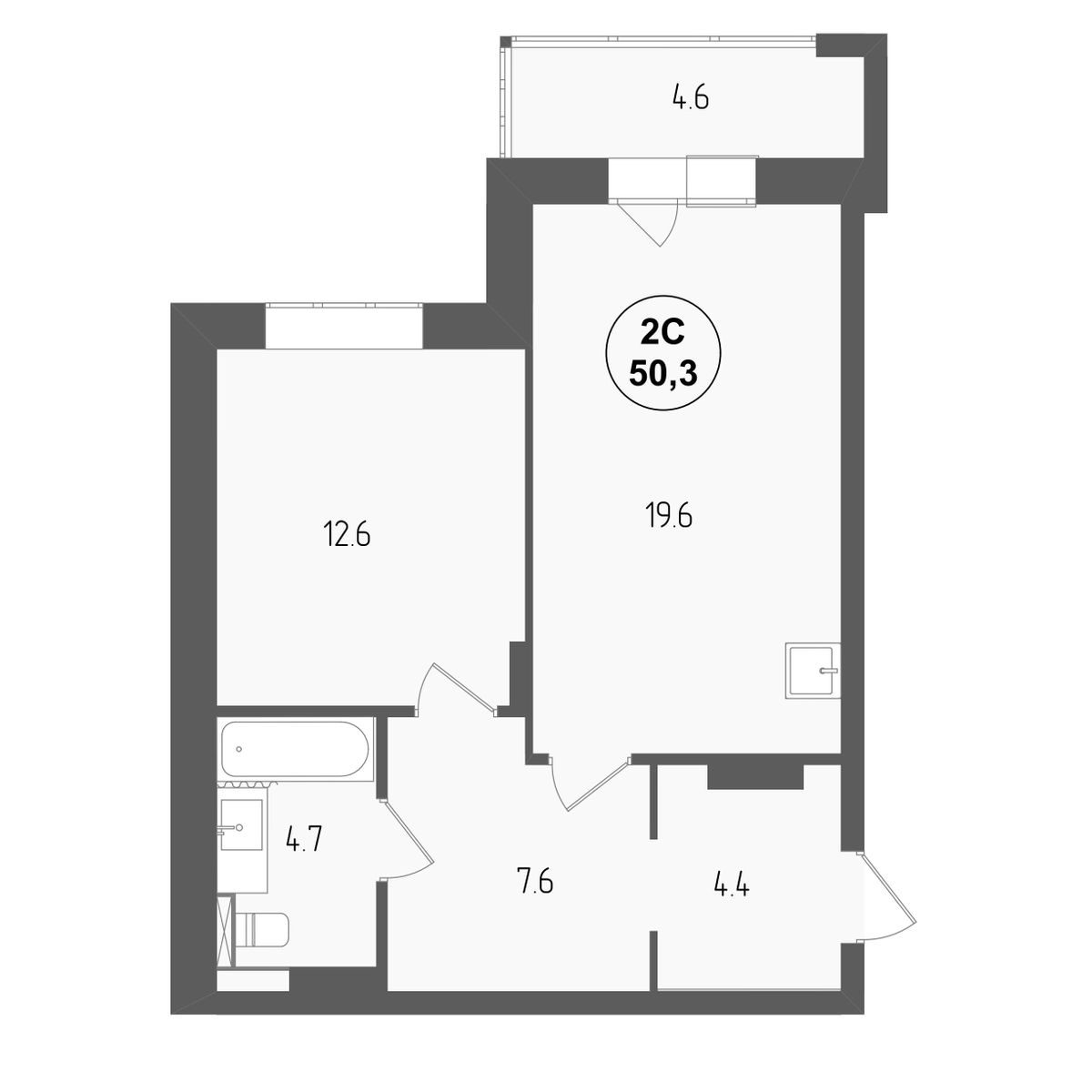 2-комнатная квартира, 50.3 кв.м, ЖК «Тетрис» 2-комнатная квартира, 50.3 кв.м, ЖК «Тетрис»