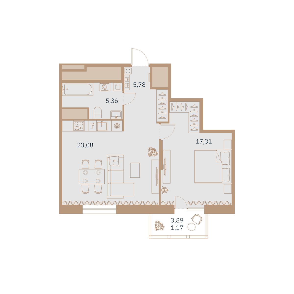 Планировка 1-комн.