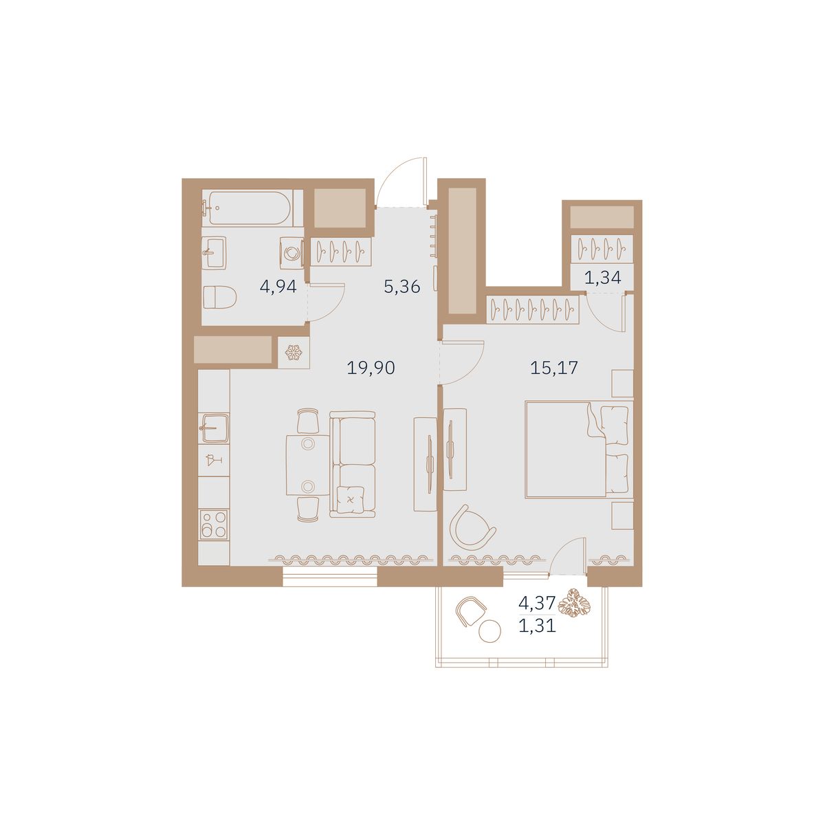 Планировка 1-комн.
