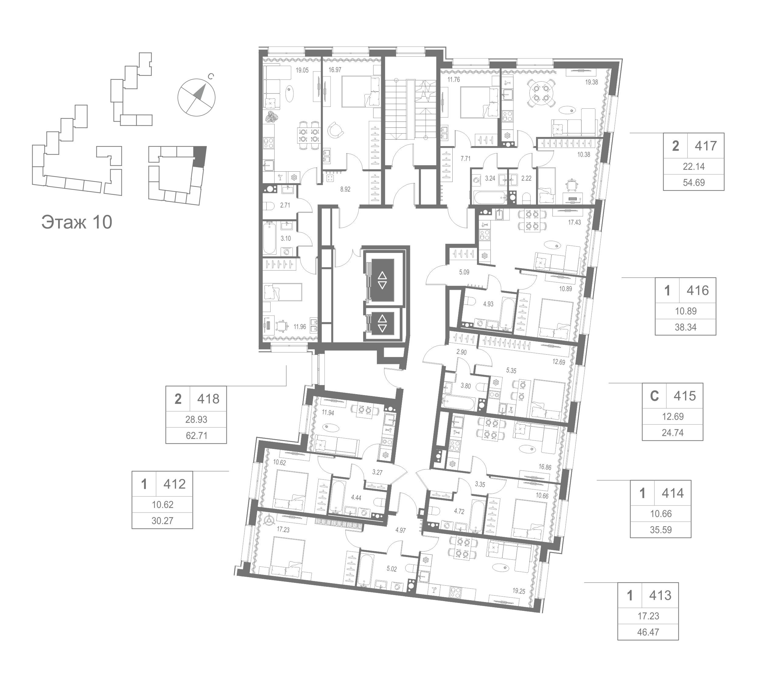 2-комнатная квартира, 54.69 кв.м, Остров Первых Клубный квартал на Неве, изображение-28