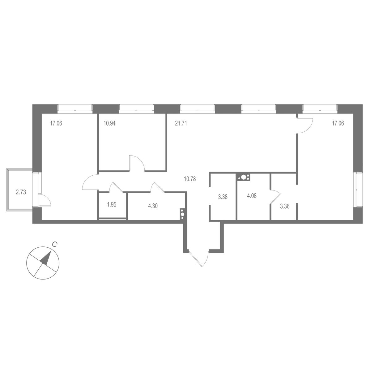 3-комнатная квартира, 94.62 кв.м, ЖК "Остров Первых" 3-комнатная квартира, 94.62 кв.м, ЖК "Остров Первых"