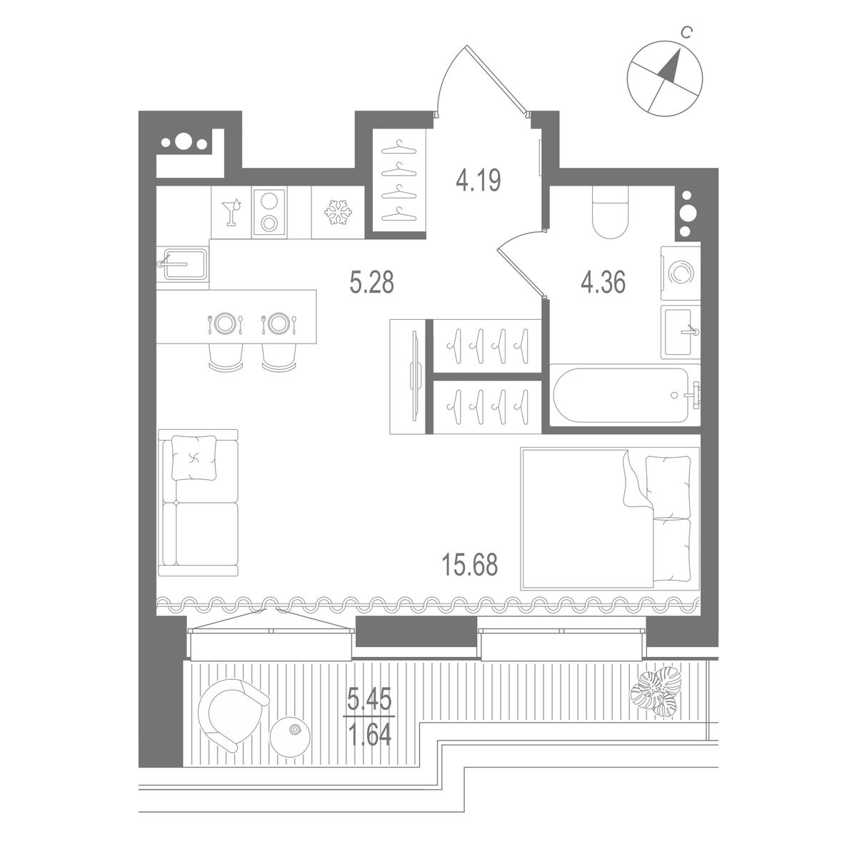 31.15 кв.м, Остров Первых Клубный квартал на Неве, изображение-2