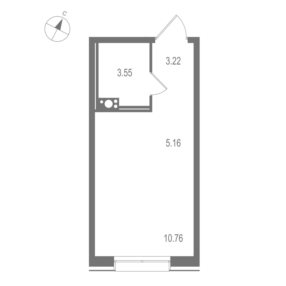 студия, 22.69 м2, ЖК "Остров Первых" студия, 22.69 м2, ЖК "Остров Первых"