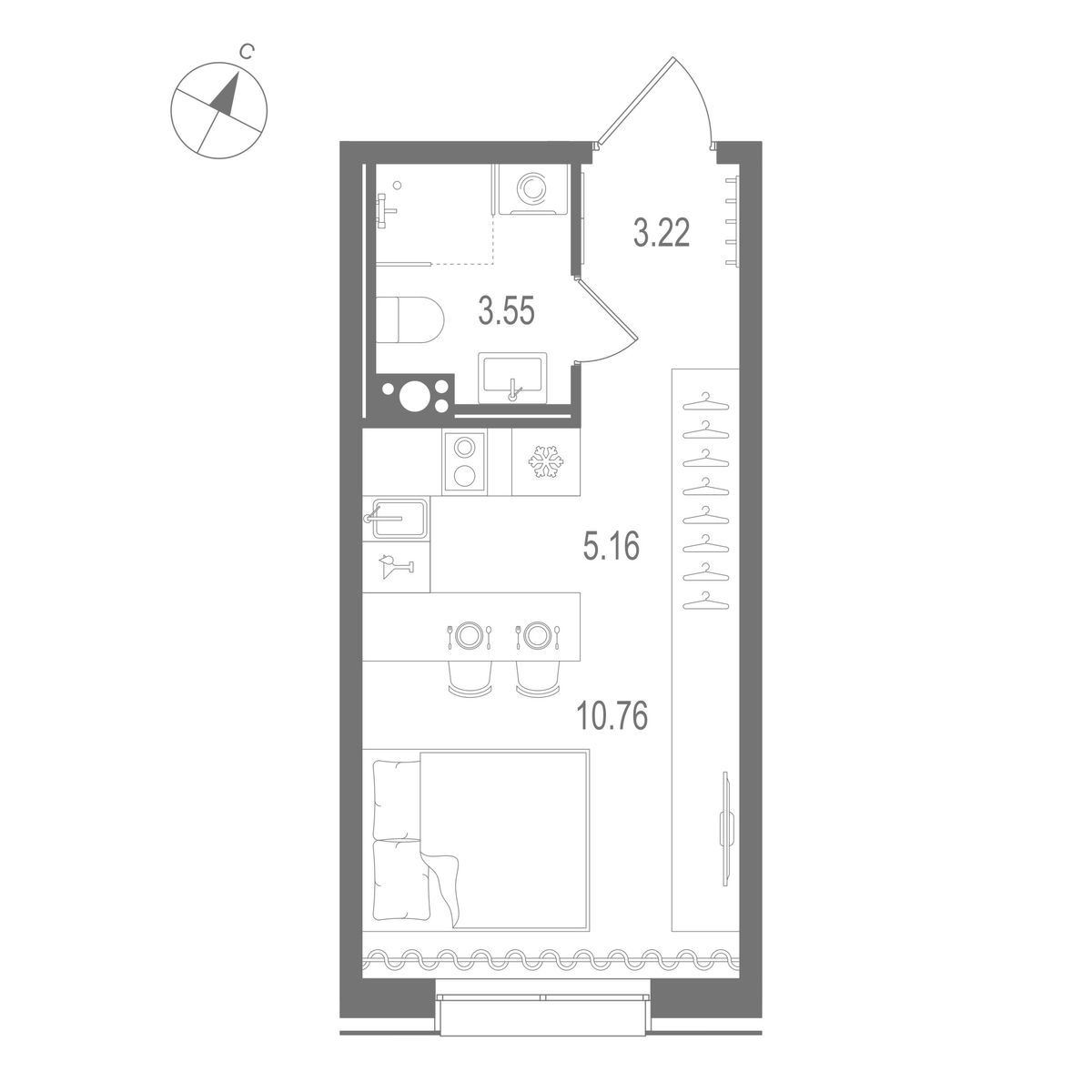 22.69 кв.м, Остров Первых Клубный квартал на Неве, изображение-2