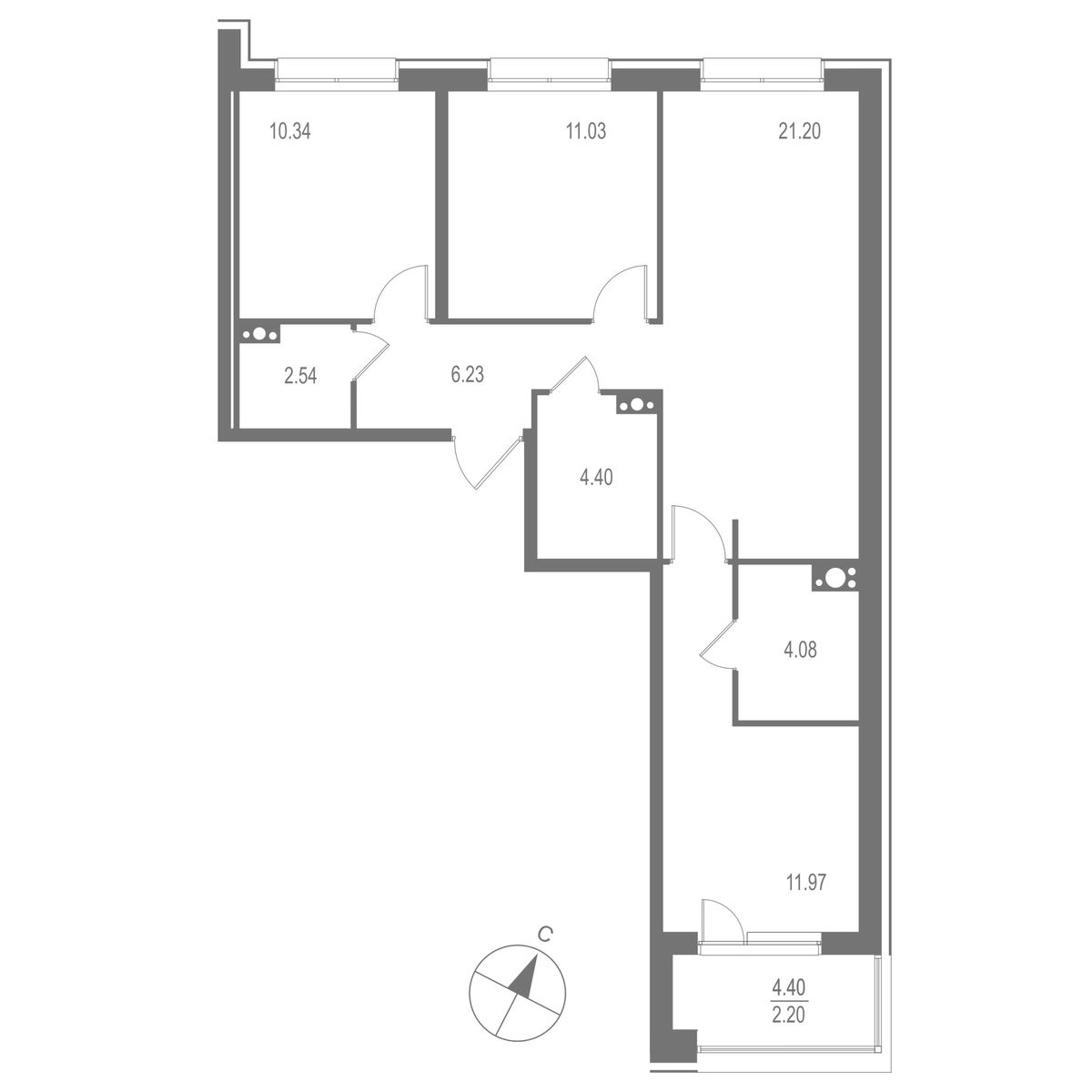 3-комнатная квартира, 73.99 кв.м, ЖК "Остров Первых" 3-комнатная квартира, 73.99 кв.м, ЖК "Остров Первых"