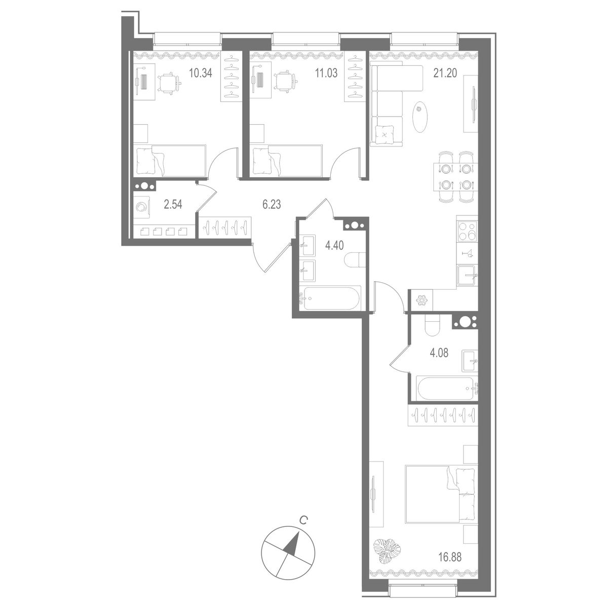 3-комнатная квартира, 76.7 кв.м, Остров Первых Клубный квартал на Неве, изображение-2