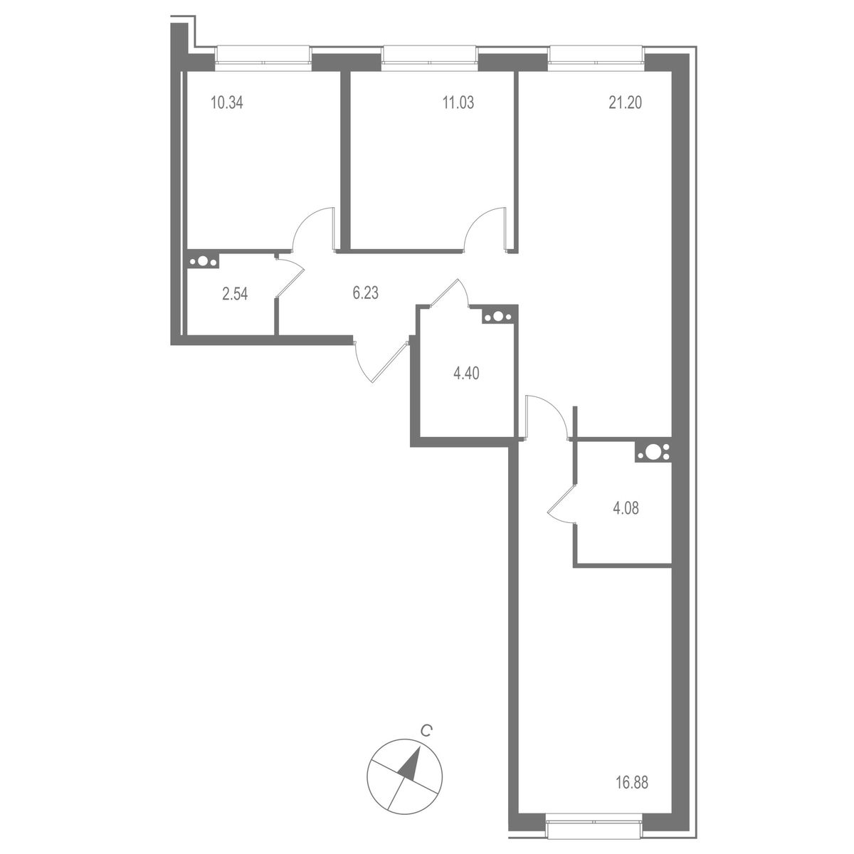 3-комнатная, 76.7 м2, ЖК "Остров Первых" 3-комнатная, 76.7 м2, ЖК "Остров Первых"