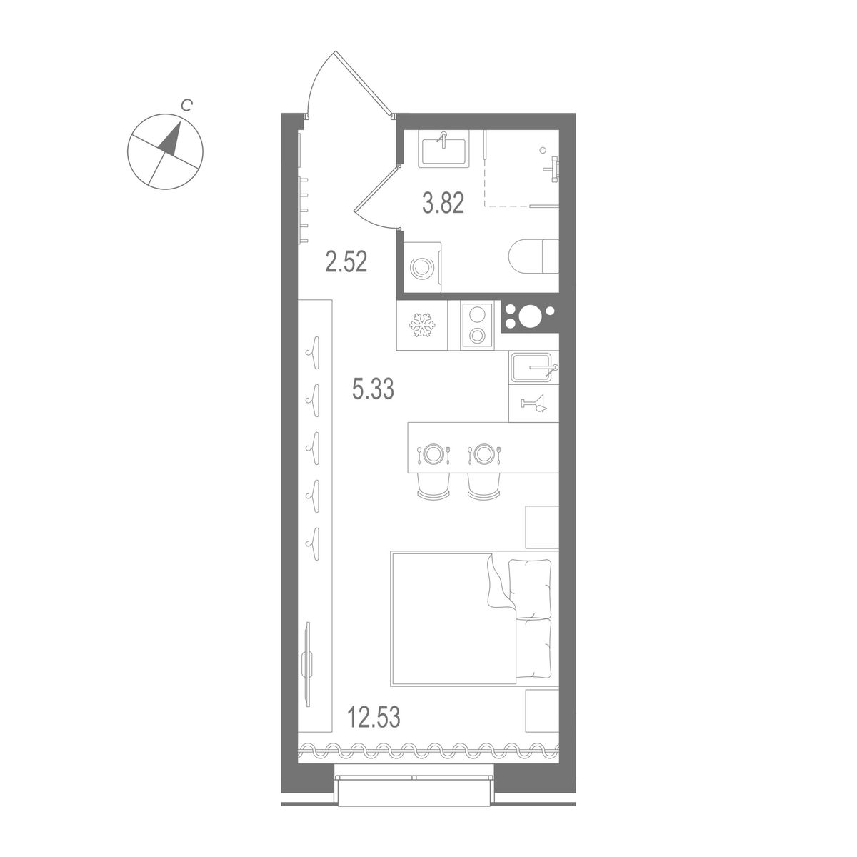 24.2 кв.м, Остров Первых Клубный квартал на Неве, изображение-2