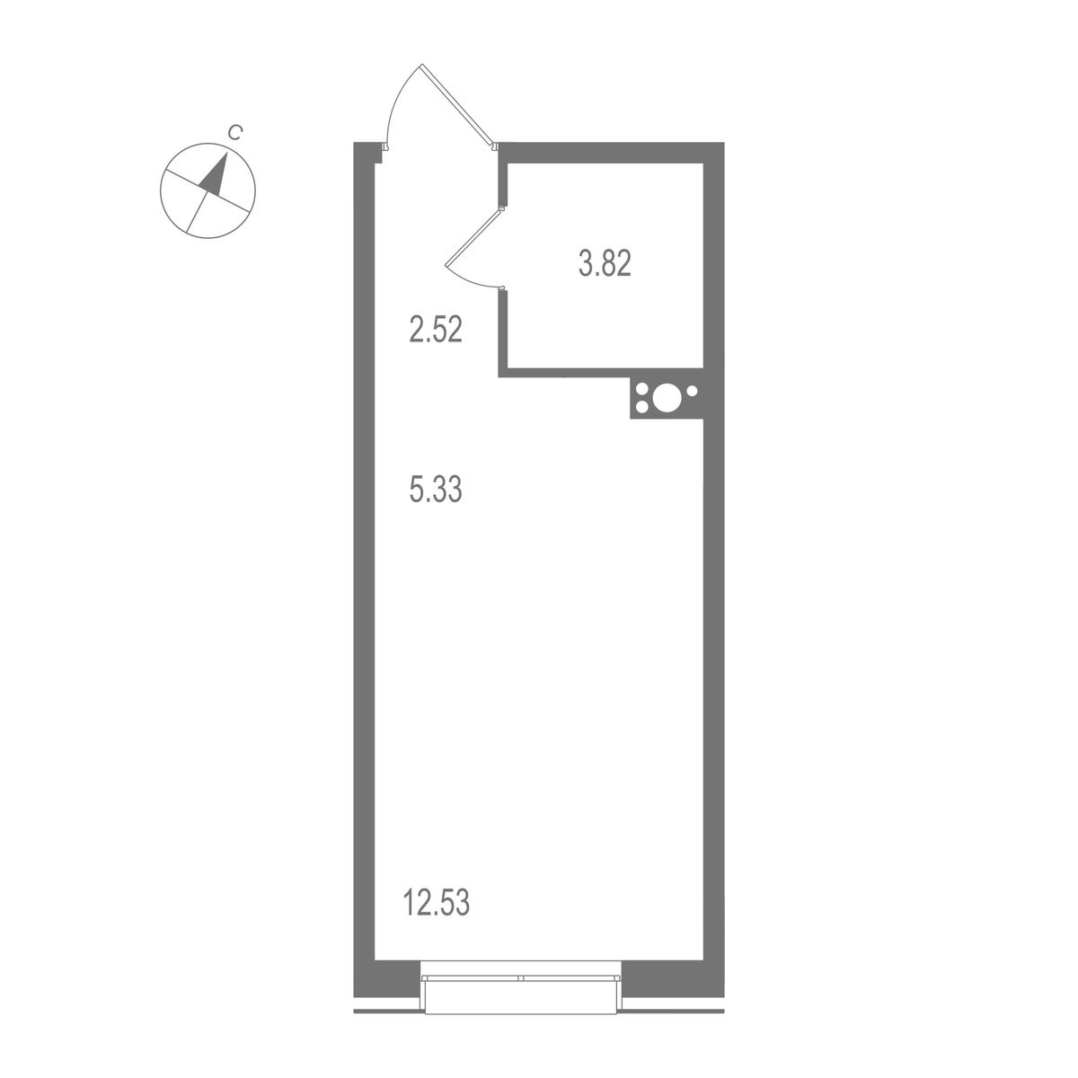 студия, 24.2 м2, ЖК "Остров Первых"