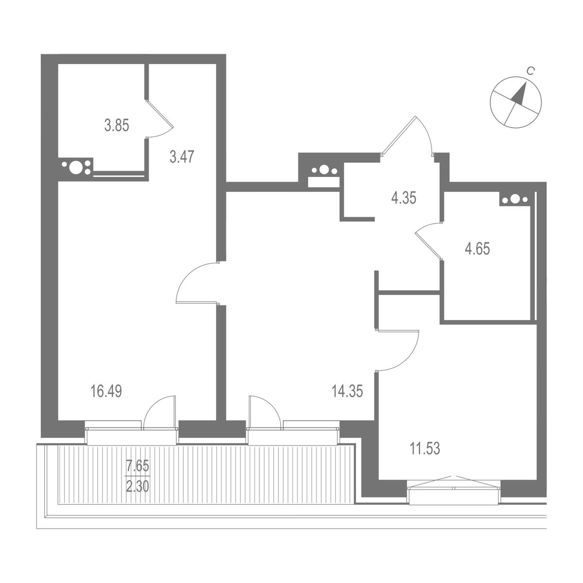 2-комнатная квартира, 60.99 кв.м, ЖК "Остров Первых" 2-комнатная квартира, 60.99 кв.м, ЖК "Остров Первых"