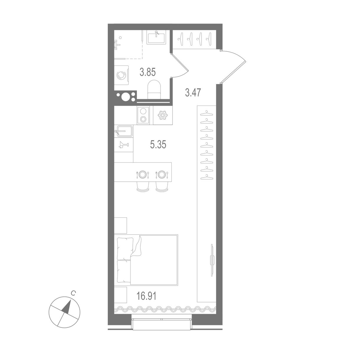 студия, 29.58 м2, ЖК "Остров Первых" студия, 29.58 м2, ЖК "Остров Первых"