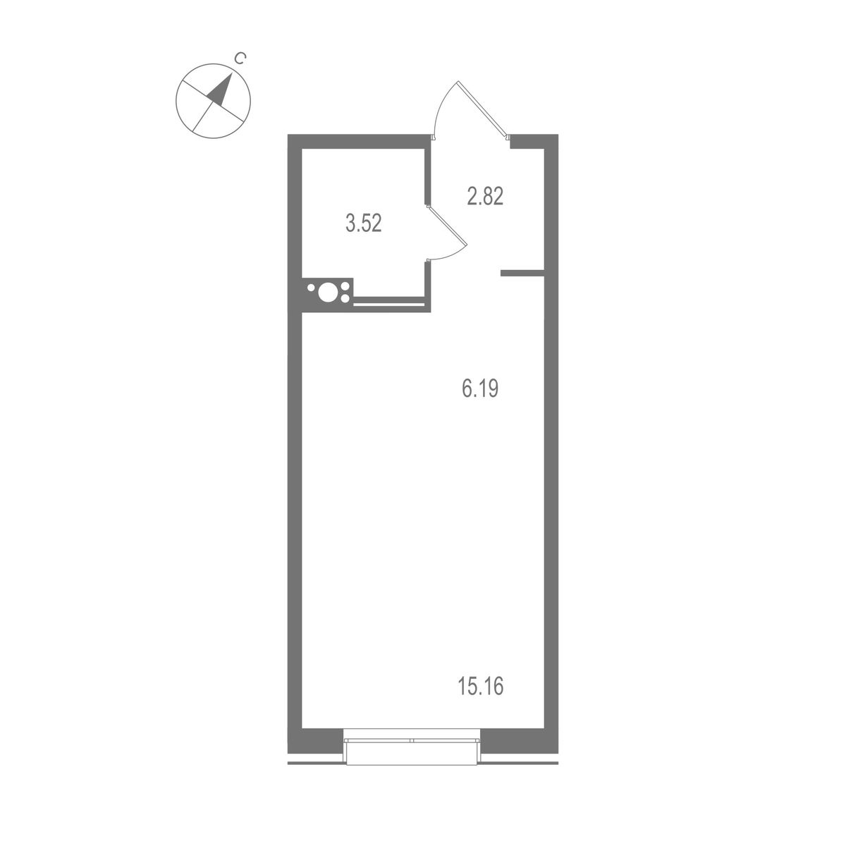 студия, 27.69 м2, ЖК "Остров Первых" студия, 27.69 м2, ЖК "Остров Первых"