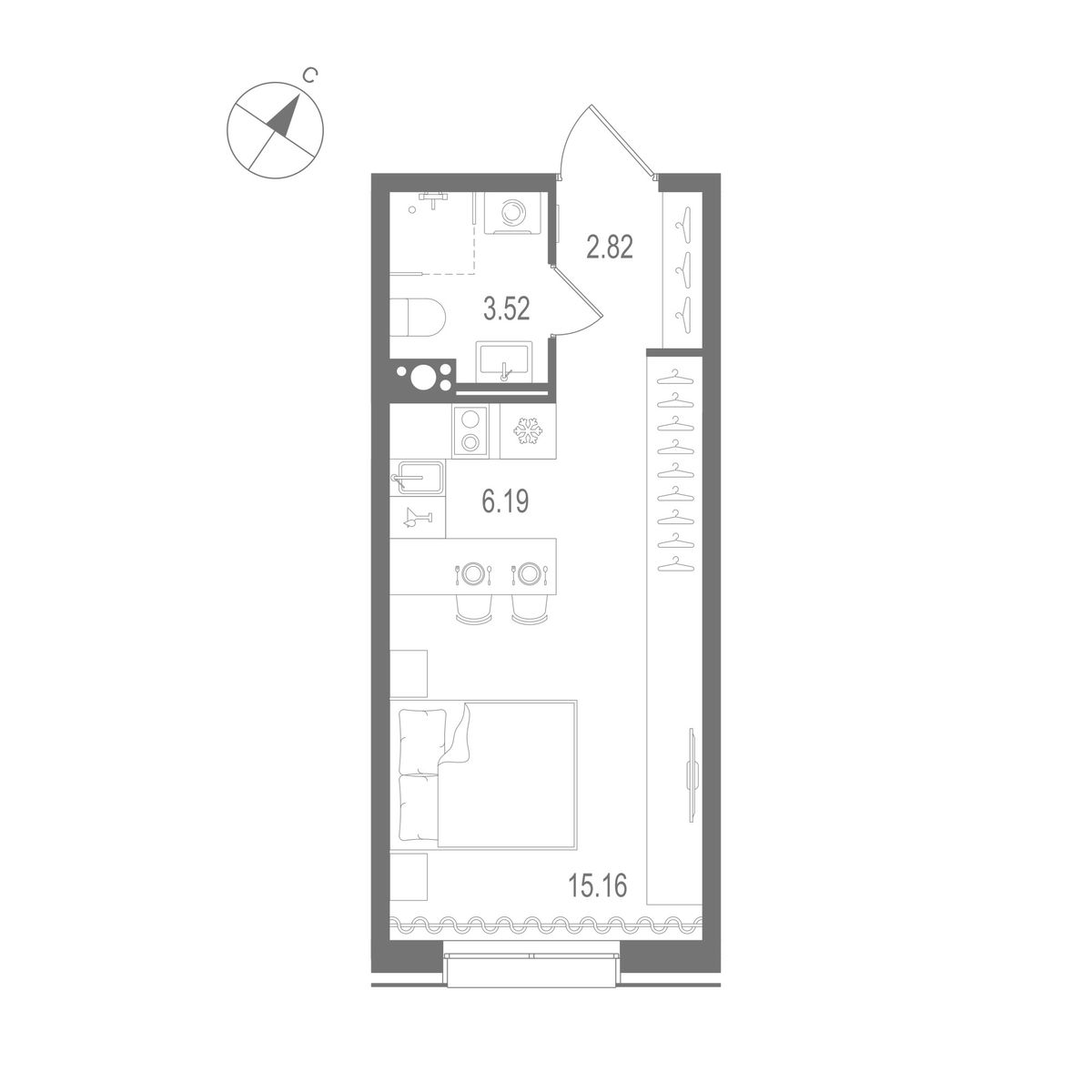 27.69 кв.м, Остров Первых Клубный квартал на Неве, изображение-2