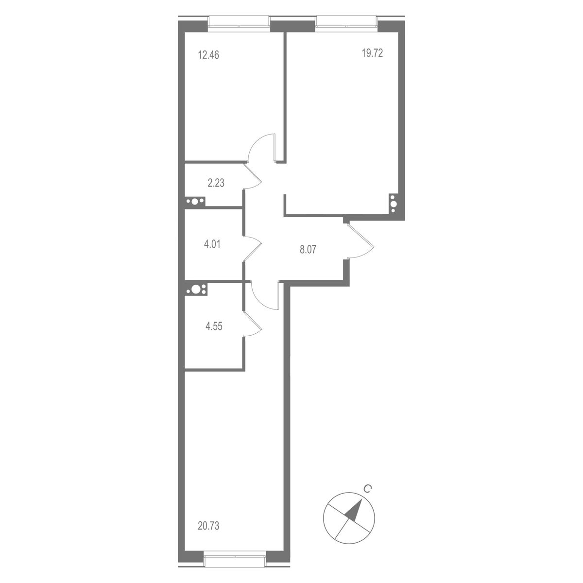 2-комнатная, 71.77 м2, ЖК "Остров Первых" 2-комнатная, 71.77 м2, ЖК "Остров Первых"
