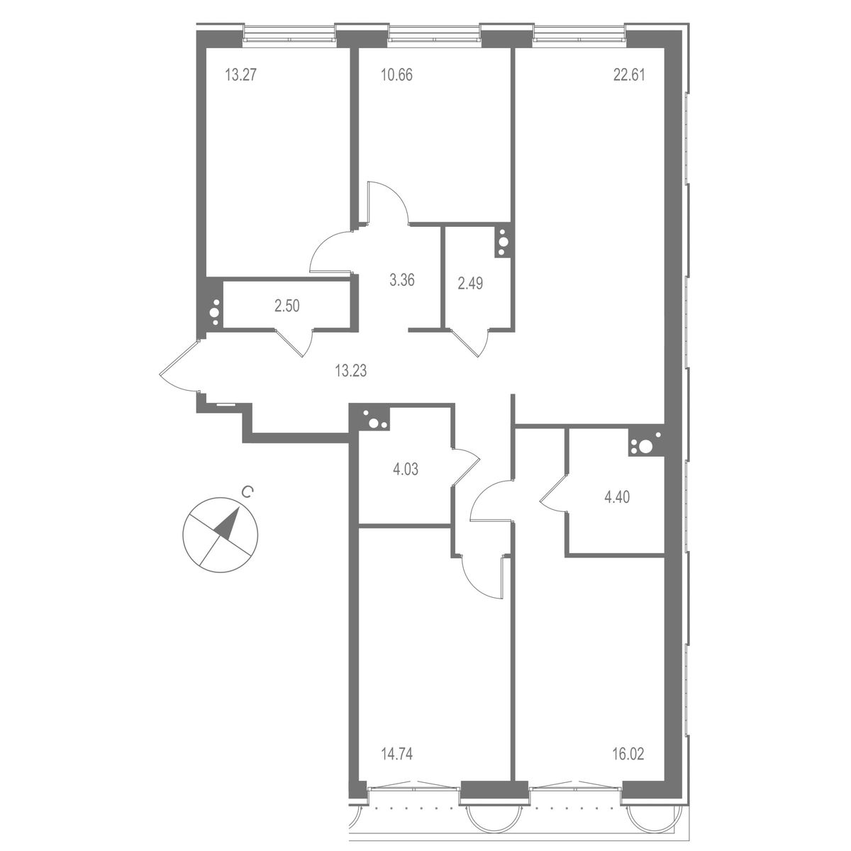 4-комнатная, 107.3 м², 5 этаж из 10, ЖК "Остров Первых" 4-комнатная, 107.3 м², 5 этаж из 10, ЖК "Остров Первых"