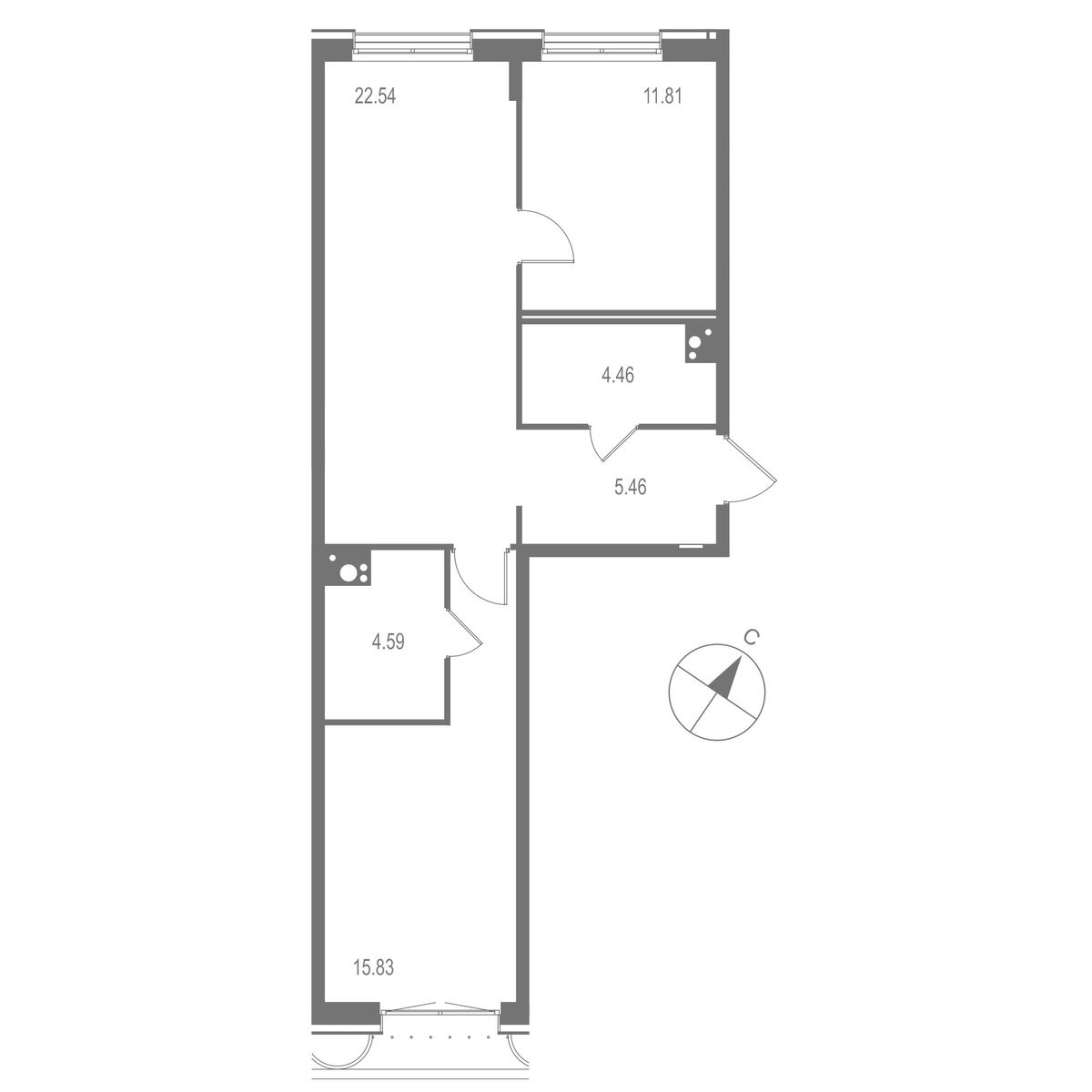 2-комнатная, 64.7 м², 5 этаж из 10, ЖК "Остров Первых" 2-комнатная, 64.7 м², 5 этаж из 10, ЖК "Остров Первых"