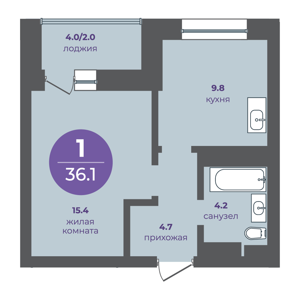 1-комнатная, 36.1 м², 22 этаж из 23, прогресс-кварталы «Перемены» 1-комнатная, 36.1 м², 22 этаж из 23, прогресс-кварталы «Перемены»
