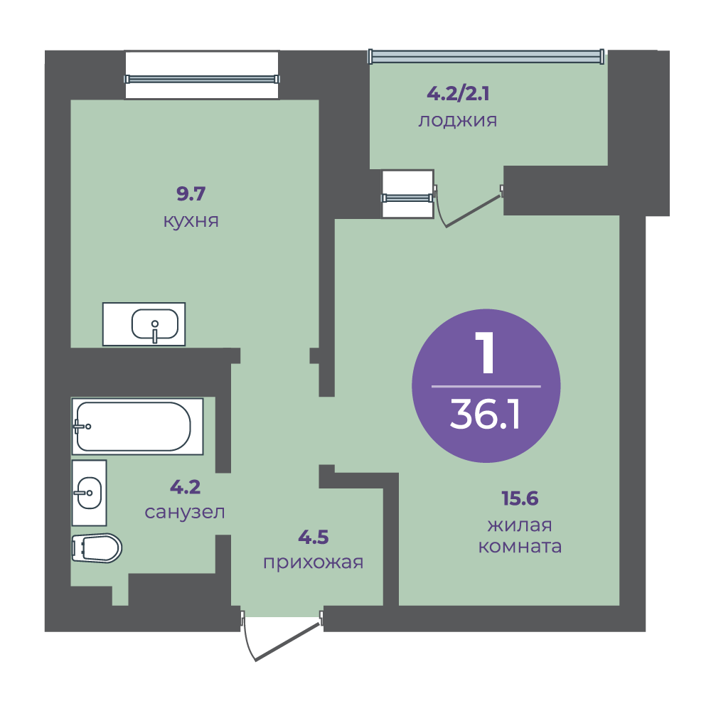 1-комнатная, 36.1 м², 22 этаж из 23, прогресс-кварталы «Перемены» 1-комнатная, 36.1 м², 22 этаж из 23, прогресс-кварталы «Перемены»