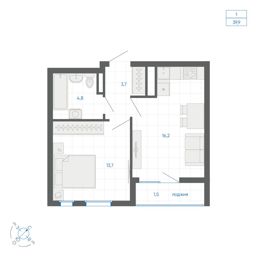 Планировка 1-комн.