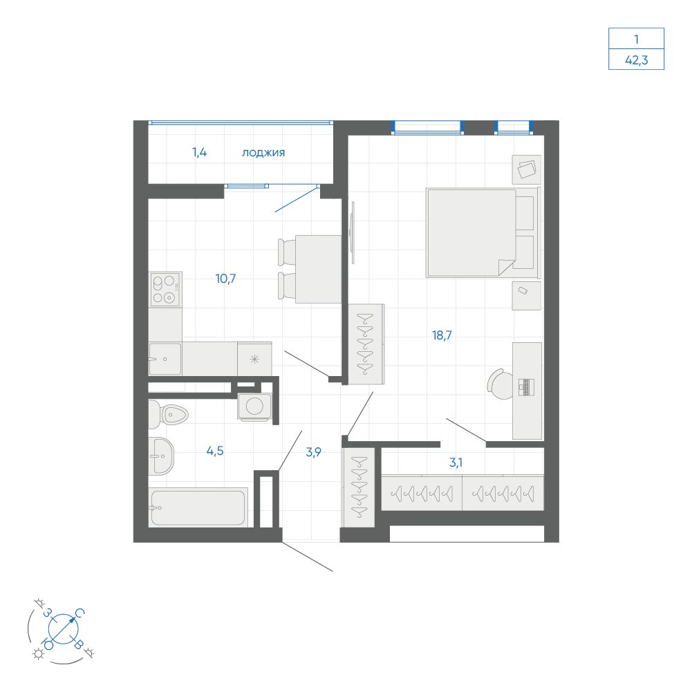 Планировка 1-комн.