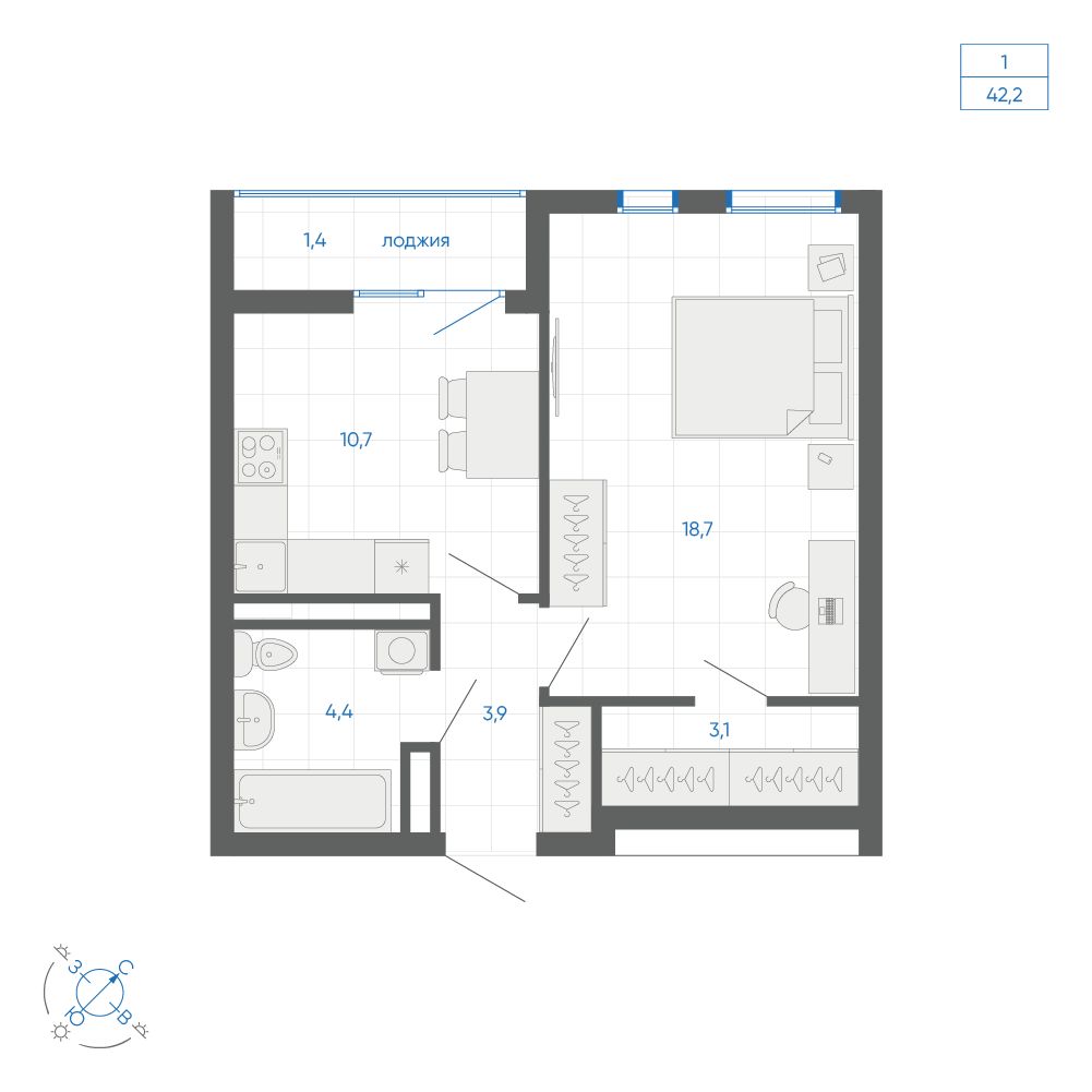 Планировка 1-комн.