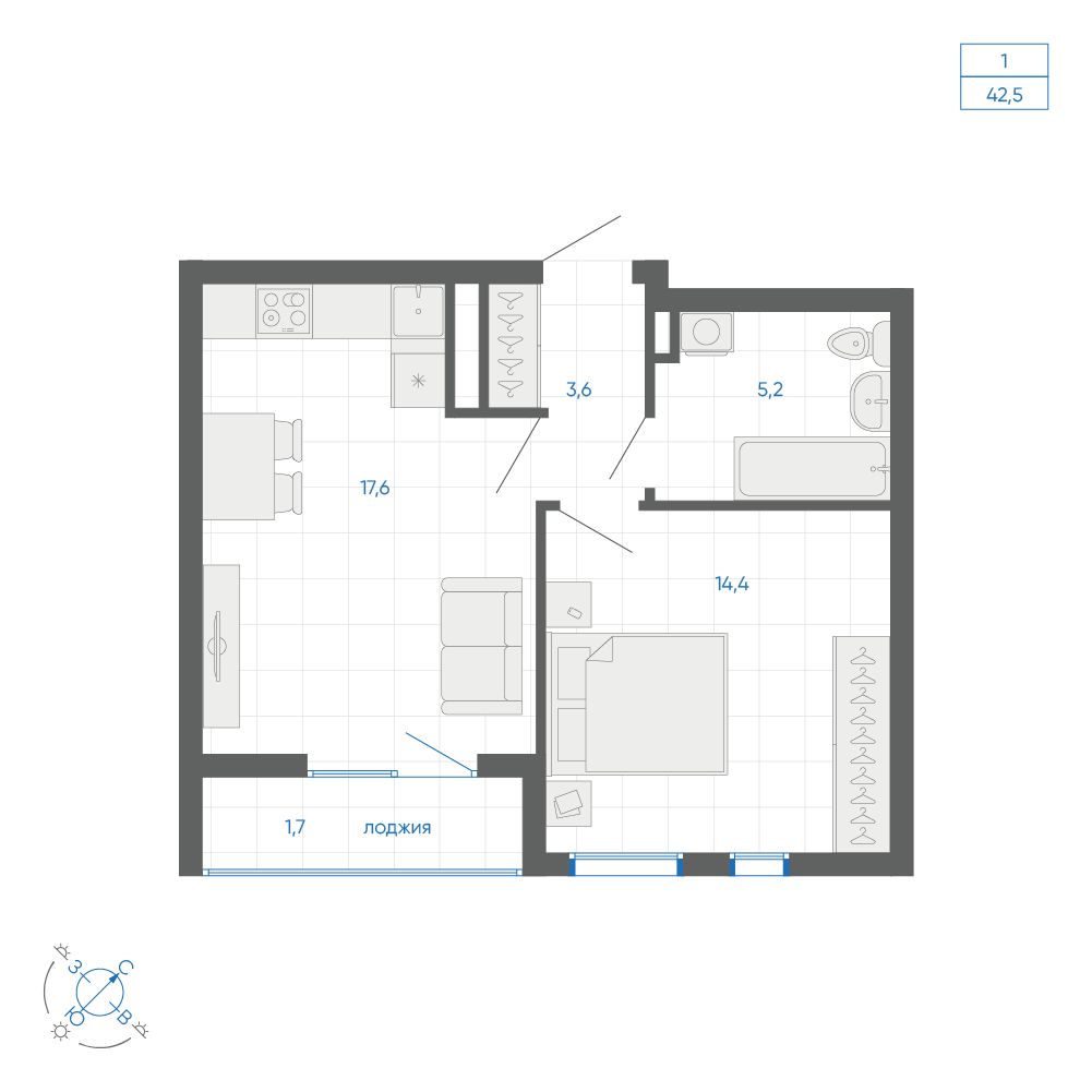 Планировка 1-комн.