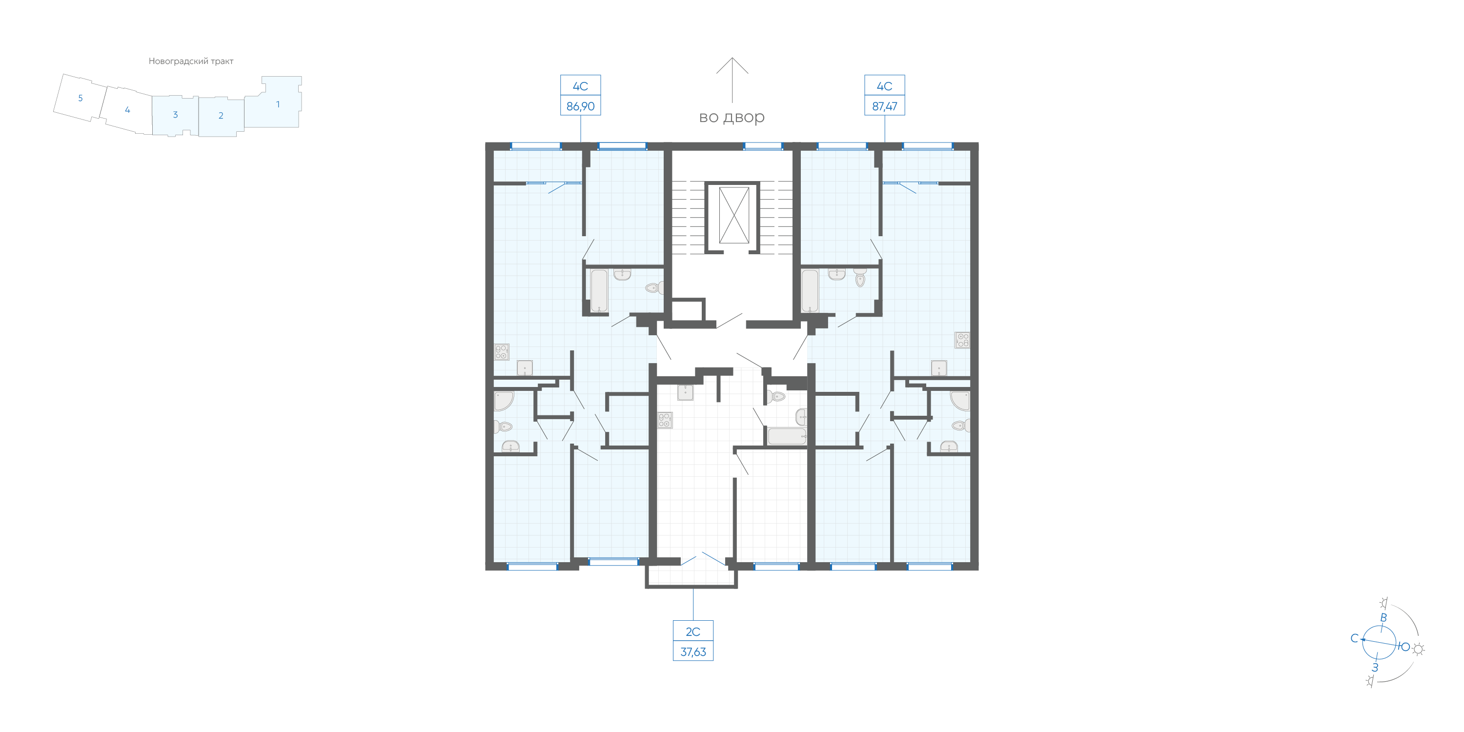 3-комнатная квартира, 87.47 кв.м, ЖК Новиль, изображение-3